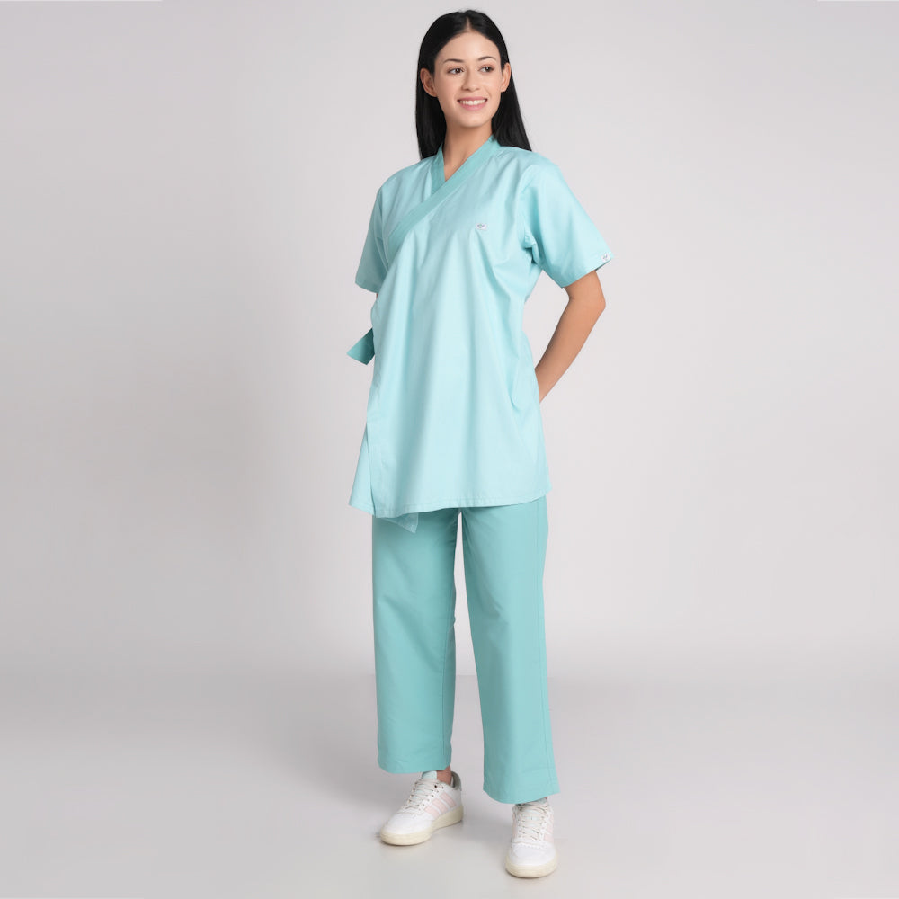 Patient dress - pine check Green