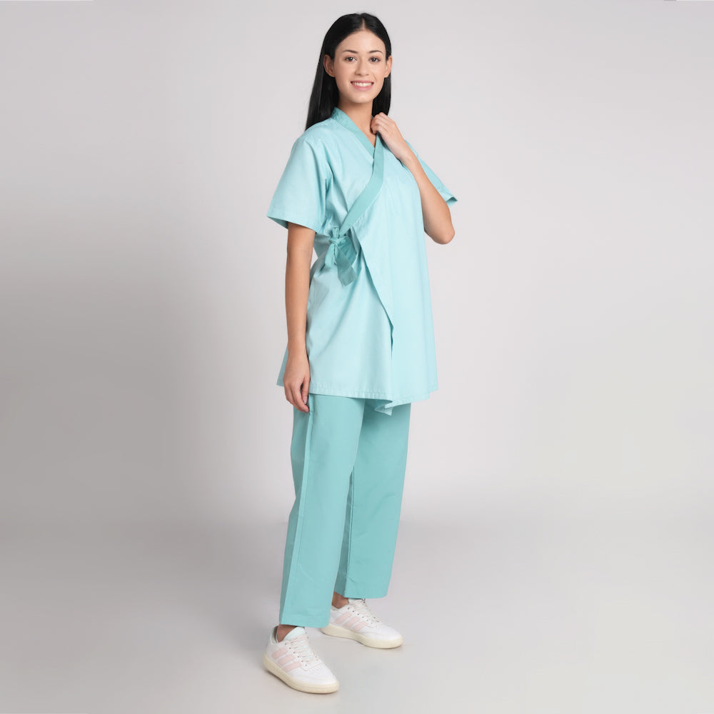 Patient dress - pine check Green