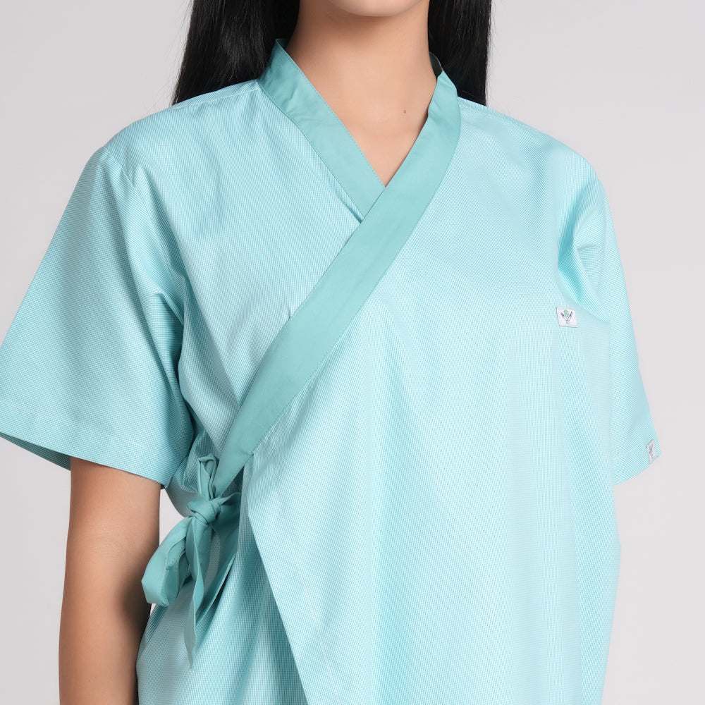 Patient dress - pine check Green