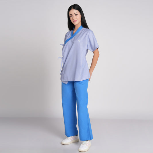 Patient Dress ( Top/Bottom) -Blue Stripe