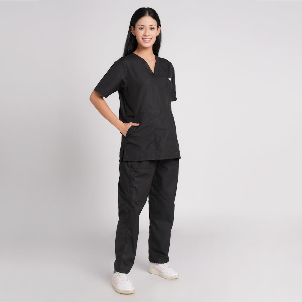 Scrub Suit (Top/Bottom)-Black