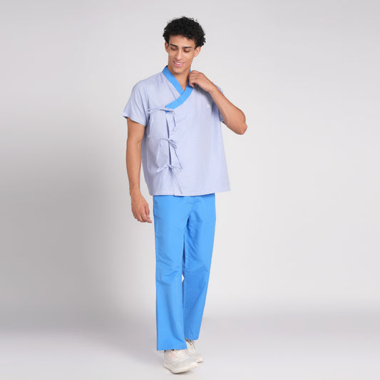 Patient Dress ( Top/Bottom) - Blue Stripe