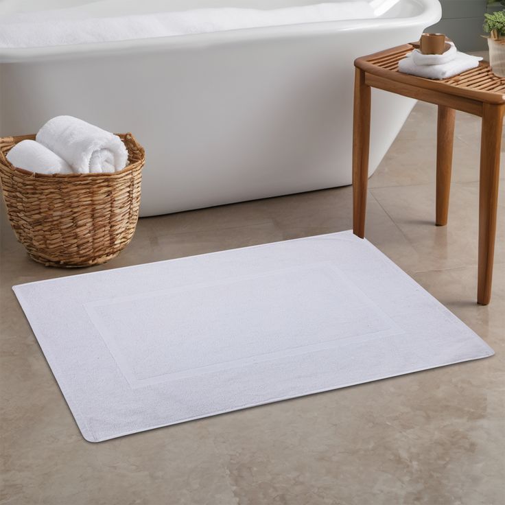 Premium White Cotton Bath Mat