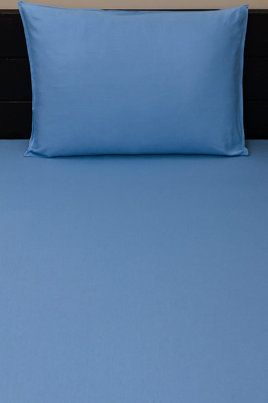 Bed Sheet  with Pillow Cover  -Light sky blue