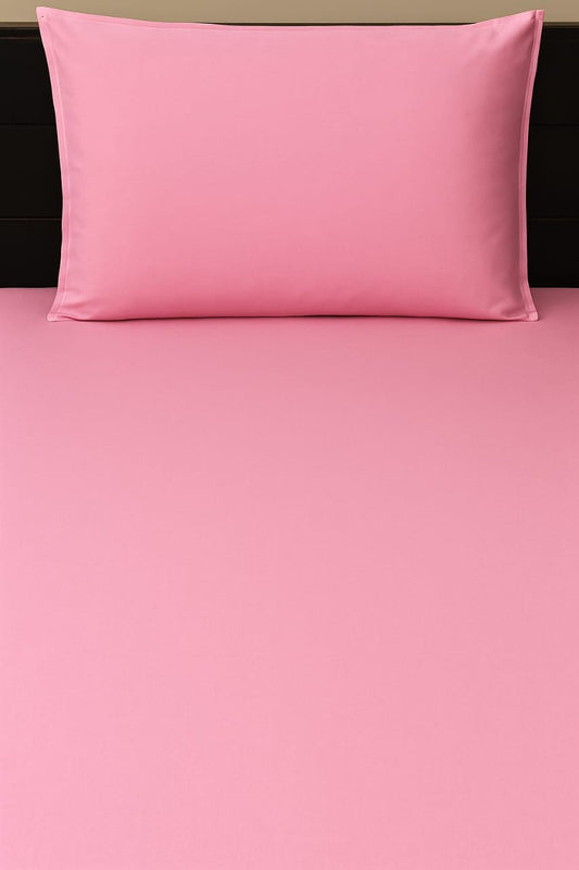 Bed Sheet  with Pillow Cover  -Light pink