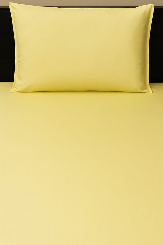 Bed Sheet  with Pillow Cover  -Lemon yellow
