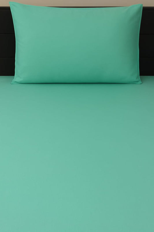 Bed Sheet  with Pillow Cover -Sea Green