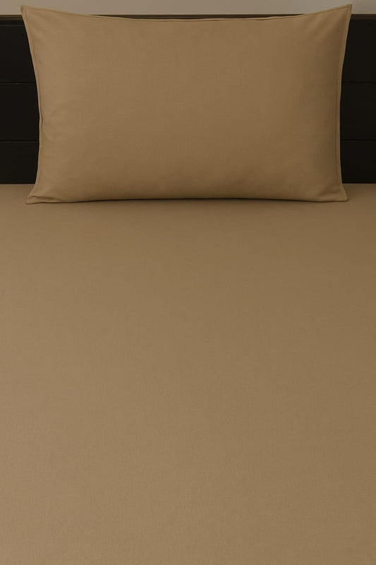 Bed Sheet  with Pillow Cover  -Light brown