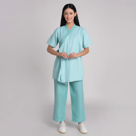 Patient dress - pine check Green