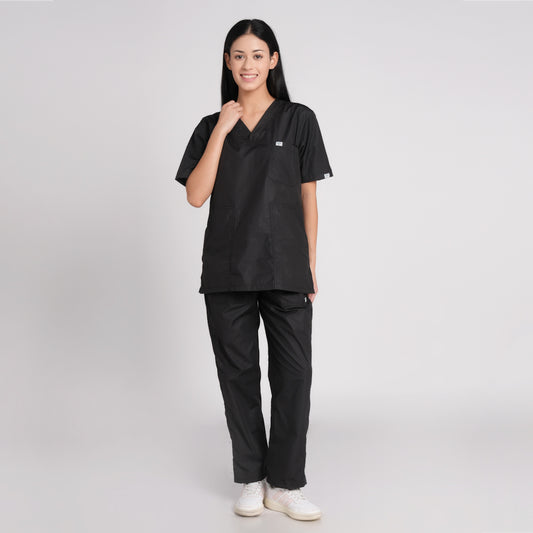 Scrub Suit (Top/Bottom)-Black