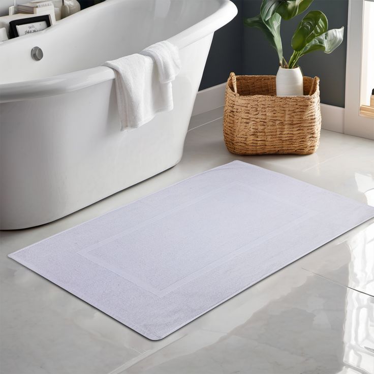 Premium White Cotton Bath Mat
