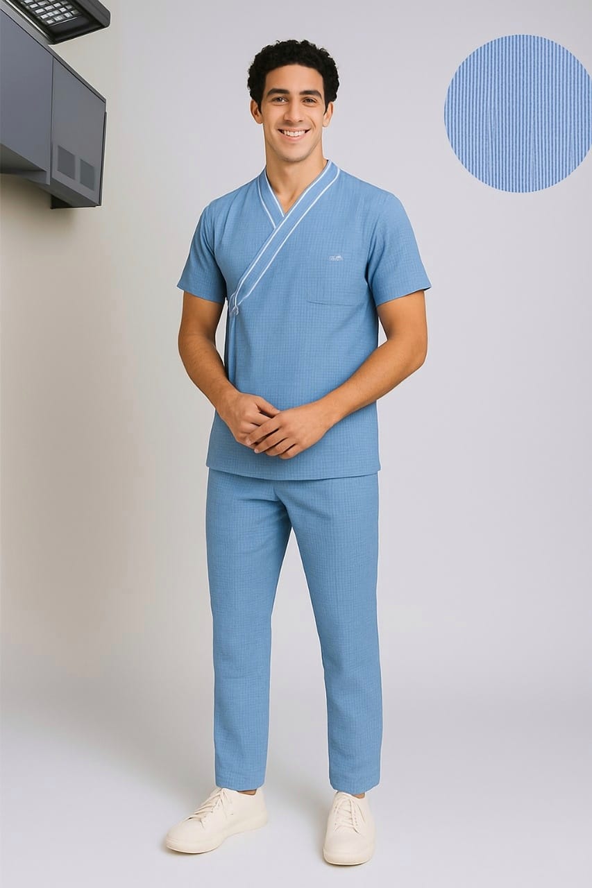 Blue Pine Check- Top/Bottom( Patient Dress)