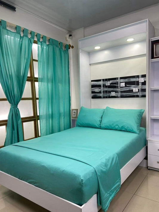 Bed Sheet  with Pillow Cover -Sea Green