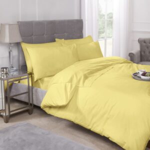 bed sheet with pillow cover lemon yellow