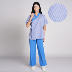 patient dress women blue stripe