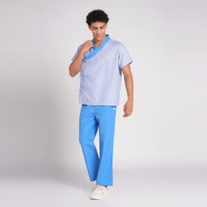 patient dress men blue stripe
