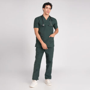 bottle green v neck men scrub suit trovin