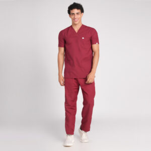 maroon v neck men scrub suit trovin