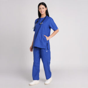 royal blue scrub suit chinese collar trovin