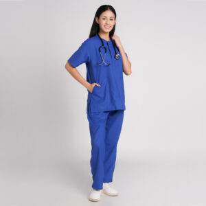 royal blue scrub suit chinese collar trovin
