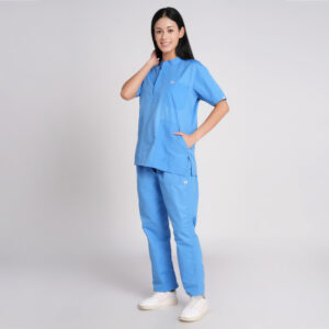 sky blue scrub suit chinese collar trovin