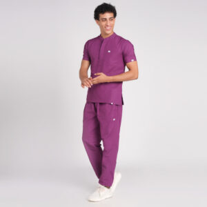 voilet scrub suit chinese collar pof cotton