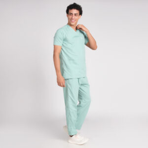 sea green scrub suit v neck pof cotton