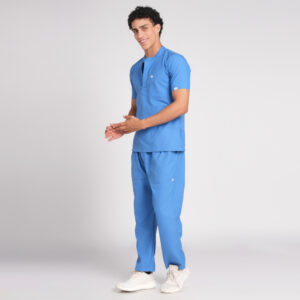 sky blue scrub suit v neck pof cotton