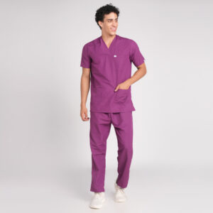 voilet scrub suit v neck pof cotton