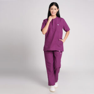 voilet scrub suit chinese collar pof cotton