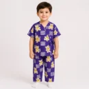 purple Bear Print Baby Uniform