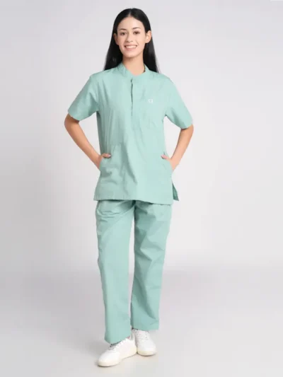 Scrub Suit Female Chinese Collor (Top/Bottom) Pof Cotton Sea Green