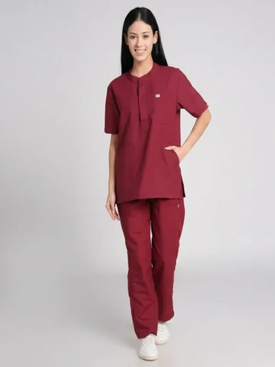 Scrub Suit Female Chinese Collar (Top/Bottom) Trovin Marron