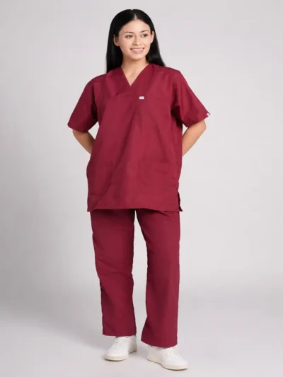 scrub suit for women Paan Neck Maroon