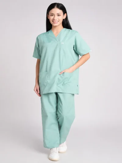 Scrub Suit For Women Paan Neck Sea Green