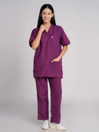 scrub suit for women Paan Neck Violet