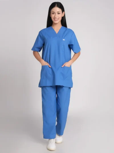 scrub suit for women Paan Neck Sky Blue