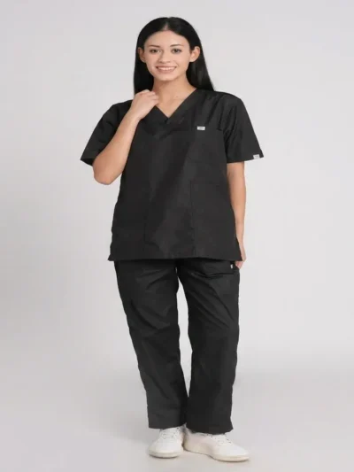 Scrubs For Women Cotton V Neck Black