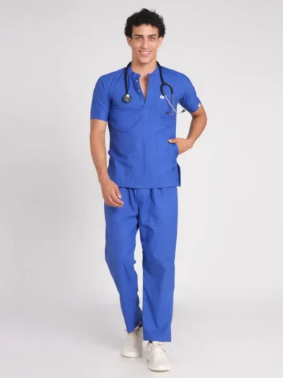 Scrub Suit Male Chinese Collar (Top/Bottom) Trovin Royal blue