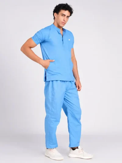 Scrub Suit Male Chinese Collar (Top/Bottom) Trovin Sky Blue
