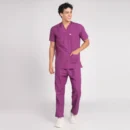 Scrubs for Men Cotton Paan Neck Violet