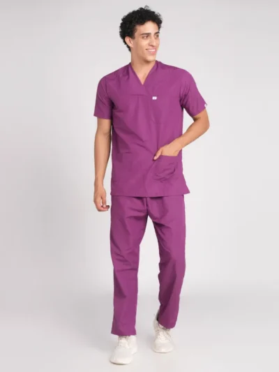 Scrubs for Men Cotton Paan Neck Violet