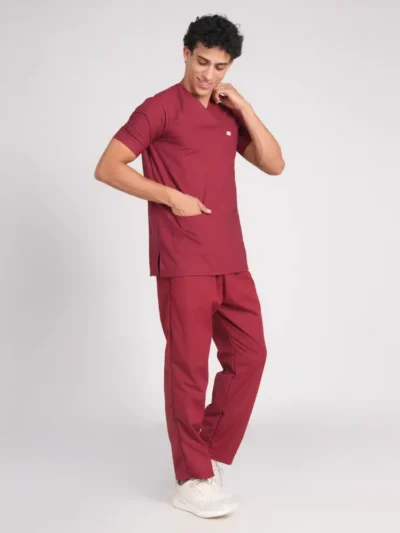 Scrubs for Men Paan Neck Maroon