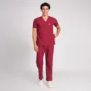 Scrub Suit V Neck Male (Top/Bottom) Pof Cotton Marron