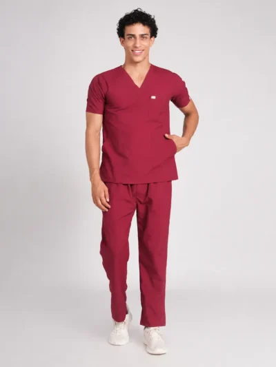 Scrub Suit V Neck Male (Top/Bottom) Pof Cotton Marron
