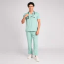 V Neck Male Scrub Suit sea green1