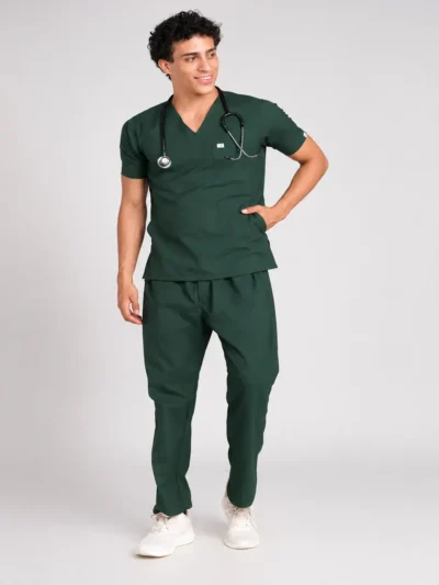 Scrubs For Men V Neck (Top/Bottom) Trovin Bottel Green