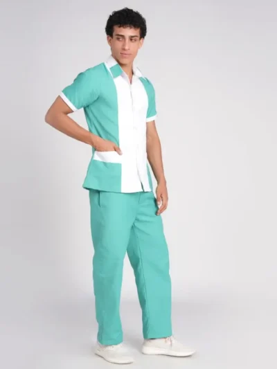 Sea Green & White Male Nursing Uniform